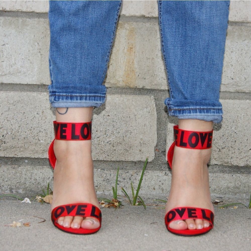 Red Love Block Heel - Picture 4 of 6